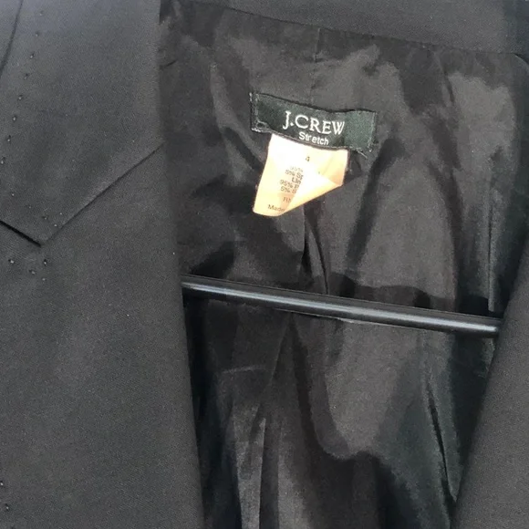 Vintage J Crew Wool Blend One Button Blazer Faux Pocket Shoulder Pads Womens 4 - Picture 7 of 10